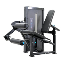 Load image into Gallery viewer, A black FFITTECH leg curl machine with stainless steel and aluminum structure, featuring a backrest and thigh support.