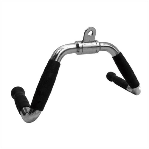 A pair of rowing handles with black non-slip PU grips and a chrome finish.