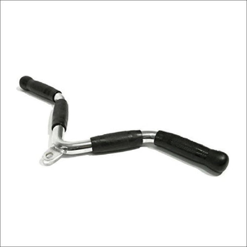 A angled biceps/triceps bar with black PU-covers and chrome finish.