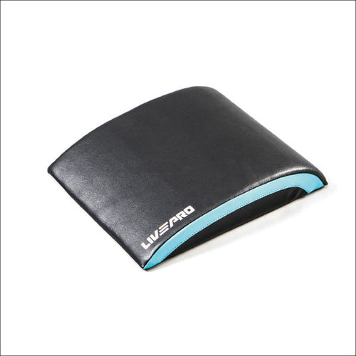 A black LIVEPRO AB Mat with a blue accent, designed for fitness and abdominal support.